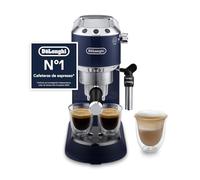 De’Longhi Dedica Style - Perfetto Machine à Expresso Compacte, Mousseur de Lait Manuel pour Expresso et Cappuccino, Compatible Dosettes ESE, Panneau de Commande à Boutons,Largeur 15cm,Bleue(EC685.BL)