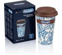 De'Longhi Travel Mug, Thermos à double paroi pour boissons chaudes et froides, facile à transporter, étui antidérapant en silicone, 300 ml de capacité, DLSC064, 1 Unité, Bleu