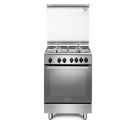 DeLonghi Cuisinière DMX64LSG 4 brûleurs Four électrique Hydroclean Inox Classe A 60 cm
