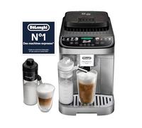 De’Longhi Magnifica Duo - Machine à Café Automatique Perfetto avec Mousseur de Lait Automatique LatteCrema, 20 Boissons Chaudes et Froides, Écran Couleur, Argent Brossé (ECAM332.80.SXB)