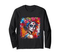 De Los Muertos La Catrina Day of The Dead Sugar Skull Women Manche Longue