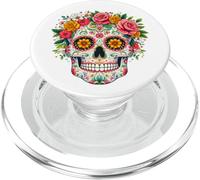 De Los Muertos Tête de Mort en Sucre Motif Floral PopSockets PopGrip pour MagSafe