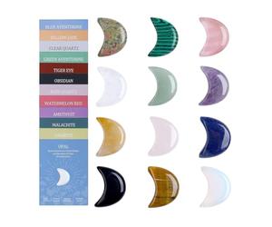 de lune, pierre précieuse naturelle, pierre précieuse en forme de lune, collection de 12 pièces, équilibre énergétique, pour la méditation et la maison, protection de Noël pour homme