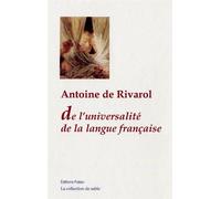 De l'universalité de la langue française - Antoine De Rivarol - Paleo Eds - broché - Roman