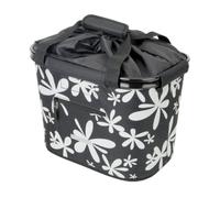 De Lux Blue Bird / 63358 Panier avant pour vélo Système Quick Clip Capacité 20 l Noir/Fleurs
