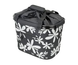 De Lux Blue Bird / 63358 Panier avant pour vélo Système Quick Clip Capacité 20 l Noir/Fleurs