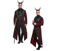 De Luxe Costume Diable Hommes Satan Lord Costume Halloween + Cornes