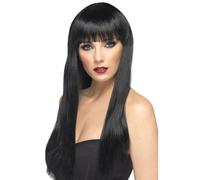 De Luxe Long Noir Perruque Franges Morticia Vampire Immortal Soul Déguisement