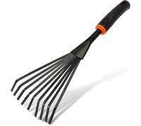 DE LUXE Petit râteau à main en acier de qualité supérieure 9 dents Largeur 14 cm Avec poignée ergonomique antidérapante Râteau à gazon à petits compartiments
