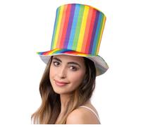 De Luxe Pride Arc-en-Ciel Haut Rayé Chapeau Adulte Festival Déguisement Carnaval