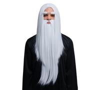 De Luxe Sorcier Ensemble Gris Perruque & Barbe Magicien Accessoire Déguisement