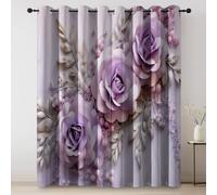de LuxeArt du Papier Roses RomanceSimple Thermiques Rideaux à Oeillets Élégant pour Chambre à Coucher Salon(2 x 100 x 178) de LuxeViolet Rose