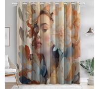 de LuxeFleurs Plumes PortraitsSimple Thermiques Rideaux à Oeillets Élégant pour Chambre à Coucher Salon(2 x 117 x 183) de LuxeCouleur Orange Clair