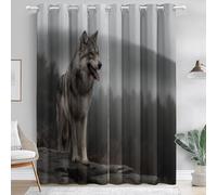 de LuxeLoup Sauvage Nature SauvagerieSimple Thermiques Rideaux à Oeillets Élégant pour Chambre à Coucher Salon(2 x 140 x 245) de LuxeGris Brun foncé
