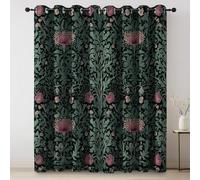 de LuxeMotif végétal Vintage William MorrisSimple Thermiques Rideaux à Oeillets Élégant pour Chambre à Coucher Salon(2 x 140 x 245) de LuxeVert Rose