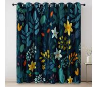 de LuxeMotifs végétaux Fleurs Petites fleursSimple Thermiques Rideaux à Oeillets Élégant pour Chambre à Coucher Salon(2 x 168 x 229) de LuxeBleu Jaune