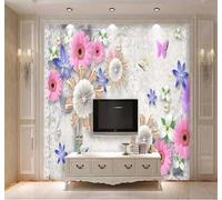 De Magnifiques Fleurs Et Papillons Colorés En Trois Dimensions Papier Peint 3D Installation Facile Intissé Tapisserie Bureau Salon Canapé Chambre Décoration Murale-430cm×300cm