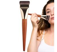 de maquillage à dessus plat - pour de teint liquide avec manche en bois, outil professionnel pour le contour du visage | de maquillage polyvalent pour mélange de de t