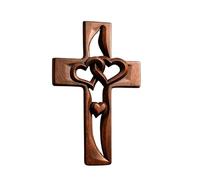 De Mariage - 90 G Crucifix En Bois De Hêtre | Décor Mural De Cœur Entrelacé Sculpté À La Main | Conçu Pour Ajouter De La Foi Et Du Charme Spirituel À L'entrée De La Maison, À La Chambre Ou Aux O