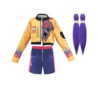 De mon Hunters Costume avec perruque, Halloween Costume Cosplay Party Carnival Tengit, Hunters Pop Singers Idol Stage Role Play, Halloween Dress Up for Women Girls