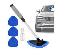 de nettoyage de pare-brise - 6 pièces de grattoir de vitres en fibre, vadrouille désembueuse de verre à poignée rétractable pour voiture comprenant un flacon pulvérisateur, 4 housses en tissu