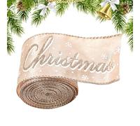 de Noël 1,99 m tissu pour emballage loisirs créatifs | Ruban de Noël couleur champagne pour nœuds Pour Fêtes Hiver Déco Sapin Couronne Guirlande Sangle de lettre de 6,3 cm/2 m