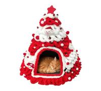 de Noël Abri en forme d'arbre tricoté | Lit chaud de forme de grotte pour les chatons pour les chiots et les petits animaux domestiques pour l'intérieur et