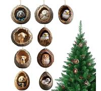 de Noël Animal - 2D Plat Acrylique Suspendable Pendentif Animal pour Décorations de Sapin de Noël | 9 s Mignons Suspendus pour Rétroviseur Porte-clés Sac à Dos Décorations