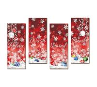 de Noël Décoration murale, 4 pièces Décoration créative en bois, Œuvre d'art d'hiver de Noël, Décoration pour fête de famille, maison, fête, vacances, porte, célébration,