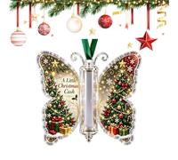 de Noël en acrylique transparent en forme de papillon | Creative Cash Surprise, design souvenir transparent à suspendre, affichage de carte cadeau de vacances pour enfants, garçons