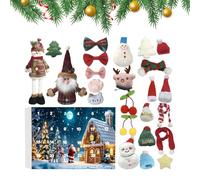 de Noël en peluche, calendrier du compte à rebours festif, 11.02x7,87 pouces, affichage de vacances 24 jours