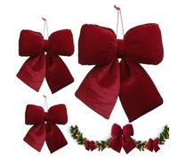 De Noël en Velours - Décoration de Noël en Velours Rouge pour Arbre,Ornements de | pour Fêtes de Fin d'Année, Mariage, Sapin, Porte d'Entrée, Couronne, Guirlande, Emballage, Sachets de Bonbons