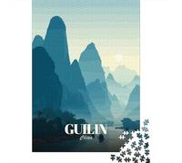 De Noël Guilin China Landscape Illustration Puzzle en Bois, 1000 pièces