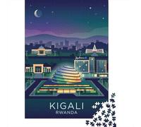 De Noël Kigali Rwanda Cityscape at Night Puzzle en Bois, 1000 pièces