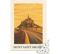 De Noël Mont Saint Michel Travel Poster Puzzle en Bois, 1000 pièces