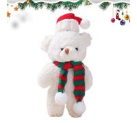 de Noël, Ours de Noël farci | Écharpe en peluche avec ours blanc marron | Décoration de la maison Toppers de gâteau de 6,3 pouces de garnitures de fournitures de fête Anniversaire Cap