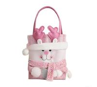 De Noël Tissu Dessin Animé 42cm Anse Perles Utilisation Polyvalente | Tissu pour robuste orné de perles roses Peut contenir cadeaux friandises Pratique à pour transporter pour fêtes