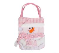De Noël Tissu Dessin Animé 42cm Anse Perles Utilisation Polyvalente | Tissu pour robuste orné de perles roses Peut contenir cadeaux friandises Pratique à pour transporter pour fêtes