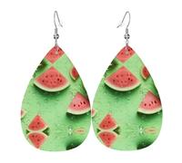 De nombreuses boucles d'oreilles en cuir en forme de goutte d'eau à motif pastèque - Texture légère et luxueuse, adaptées pour un usage quotidien, boucles d'oreilles de fête, taille unique, Simili