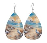 De nombreuses boucles d'oreilles mignonnes en cuir imprimé double face en forme de gouttes d'eau, créatives, légères et novatrices, couleurs vives et vives.