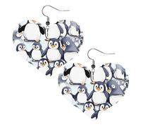 De nombreuses boucles d'oreilles mignonnes en forme de bébé pingouins esquisses en cuir synthétique en forme de larme, boucles d'oreilles pendantes tendance et légères en cuir pour femmes mariages