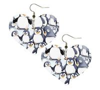 De nombreuses boucles d'oreilles mignonnes en forme de bébé pingouins esquisses en cuir synthétique en forme de larme, boucles d'oreilles pendantes tendance et légères en cuir pour femmes mariages