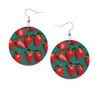De nombreuses boucles d'oreilles rondes en cuir de fraise accessoires quotidiens travail travail mode femme, taille unique, Simili cuir