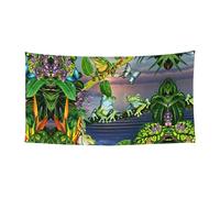 De nombreuses grenouilles chantent sur les branches, bannière d'été avec impression d'eau, de Noël, d'Halloween, décoration à suspendre, adaptée pour la maison, le jardin, le bar