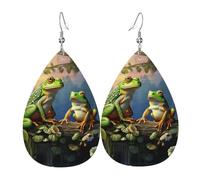 De Nombreuses Grenouilles Chantent Sur Les Branches Boucle D'Oreille Double Face Boucles D'Oreilles En Cuir Tendance Pendantes D'Oreille Pour Décorations Quotidien