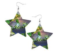 De nombreuses grenouilles chantent sur les branches, boucles d'oreilles tendance pour femme, boucles d'oreilles pendantes célestes en forme d'étoile pour une utilisation polyvalente, One Size, Cuir