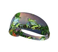 De nombreuses grenouilles chantent sur les branches, l'été, les papillons, le lac, impression d'eau, bandeau élastique réglable, doux, respirant, idéal pour le football, la gym, le cyclisme