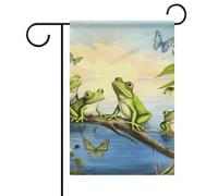 De nombreuses grenouilles chantent sur les branches - Papillons d'été - Lac - Drapeau de jardin d'été double face - 30,5 x 45,7 cm - Drapeaux de jardin - Décoration de jardin saisonnière