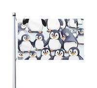 De nombreux jolis bébés pingouins croquis drapeau extérieur intérieur printemps été automne hiver drapeau de jardin avec œillets double face drapeaux de vacances bannière pour décorations de cour