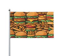 De nombreux jolis hamburgers imprimés drapeaux décoratifs d'extérieur de 0,9 x 1,5 m, légers et beaux, adaptés pour les terrasses en plein air et les célébrations de festivals.